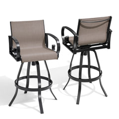 Aluminum Outdoor Swivel Bar Stools with Sunbrella Cushions, Set of 2