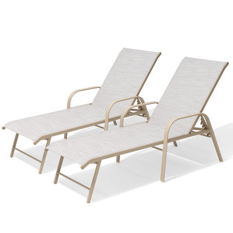 Pellebant Aluminum Outdoor Adjustable Chaise Lounge Chair Set of 2