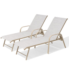 Aluminum Outdoor Adjustable Chaise Lounge Chairs, Set of 2