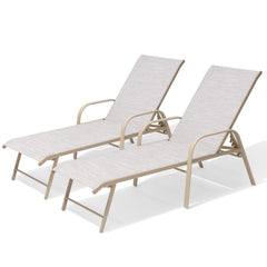 Aluminum Outdoor Adjustable Chaise Lounge Chairs, Set of 2