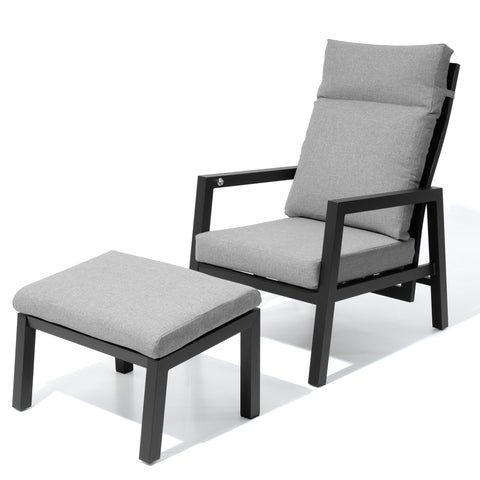 Adjustable Outdoor Reclining Chair with Ottoman & Cushions