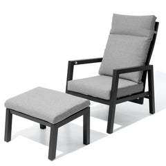 Adjustable Outdoor Reclining Chair with Ottoman & Cushions