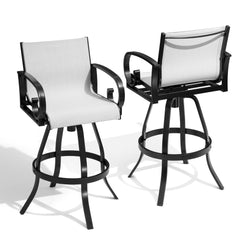 Aluminum Outdoor Swivel Bar Stools with Sunbrella Cushions, Set of 2