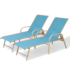 Aluminum Outdoor Adjustable Chaise Lounge Chairs, Set of 2