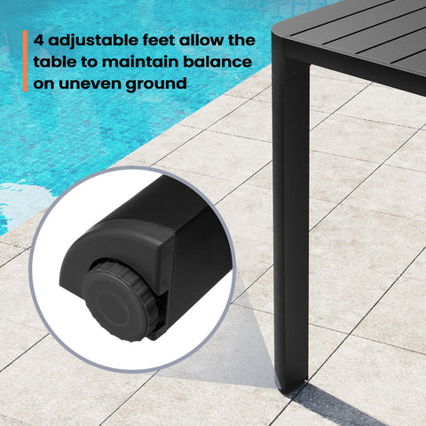 Pellebant 46–64 in. x 28 in. Aluminum Rectangular Outdoor Patio Expandable Dining Table