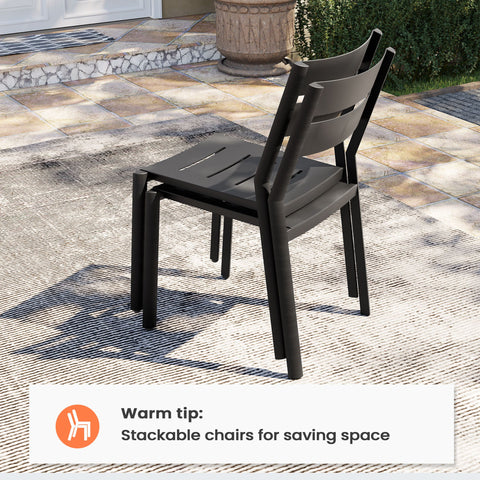 Pellebant Aluminum Stackable Outdoor Dining Chairs