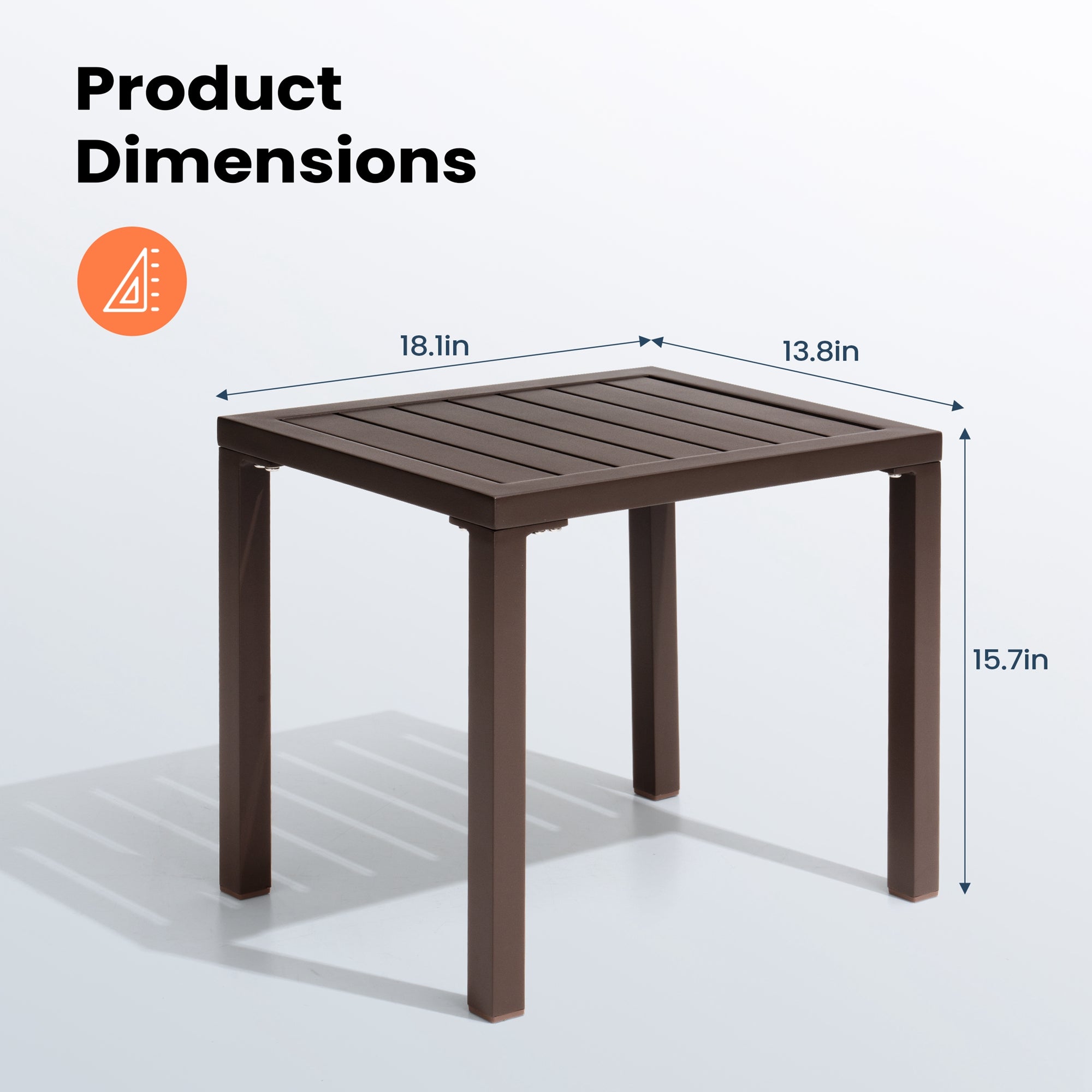 Pellebant Aluminum Rectangular Patio Side Table, Small Outdoor Bistro Coffee Table