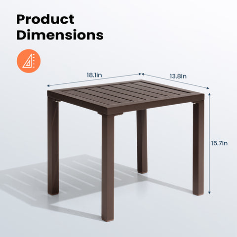 Pellebant Aluminum Rectangular Patio Side Table, Small Outdoor Bistro Coffee Table