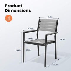 Aluminum Stackable Outdoor Dining Chairs with Armrests, Set of 2/4
