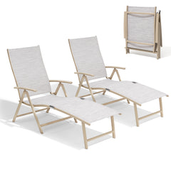 Pellebant Outdoor Aluminum Folding Adjustable Chaise Lounge Chair