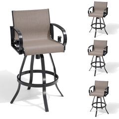 Aluminum Outdoor Swivel Bar Stools with Sunbrella Cushions, Set of 2