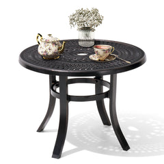 24 in. Round Cast Aluminum Outdoor Side Table with Umbrella Hole