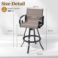 Aluminum Outdoor Swivel Bar Stools with Sunbrella Cushions, Set of 2