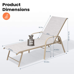 Aluminum Outdoor Adjustable Chaise Lounge Chairs, Set of 2