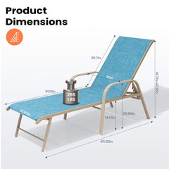 Aluminum Outdoor Adjustable Chaise Lounge Chairs, Set of 2