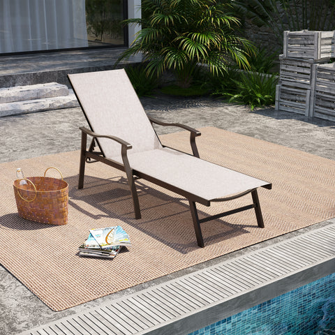 Pellebant Aluminum Adjustable Chaise Lounge Chair with Armrests Set of 2