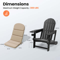 HDPE Adirondack Chair with Cup Holder & 50 x 20 in. Outdoor Cushion with 4-Section