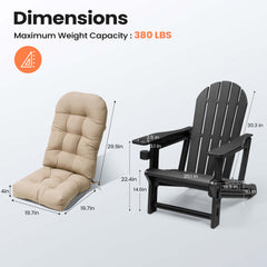 HDPE Adirondack Chair with Cup Holder & 50 x 20 in. Outdoor Cushion