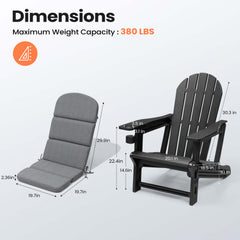 HDPE Adirondack Chair with Cup Holder & 50 x 20 in. Outdoor Cushion with 4-Section