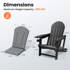 HDPE Adirondack Chair with Cup Holder & 50 x 20 in. High Back Outdoor Cushion