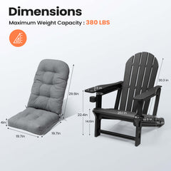 HDPE Adirondack Chair with Cup Holder & 50 x 20 in. Outdoor Cushion