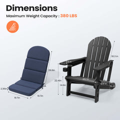HDPE Adirondack Chair with Cup Holder & 50 x 20 in. Outdoor Cushion with 4-Section