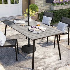 Rectangular Aluminum Outdoor Patio Dining Table with Umbrella Hole