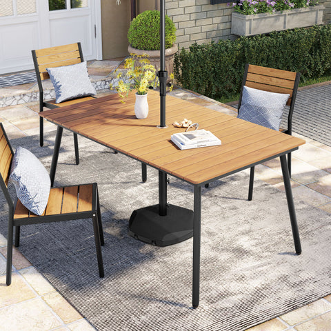 Pellebant Outdoor Patio Dining Table with Wood-Like Top and Aluminum Frame