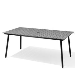 Rectangular Aluminum Outdoor Patio Dining Table with Umbrella Hole