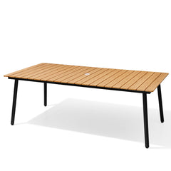 Rectangular Aluminum Outdoor Patio Dining Table with Umbrella Hole