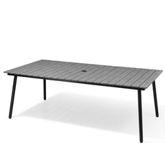 Rectangular Aluminum Outdoor Patio Dining Table with Umbrella Hole