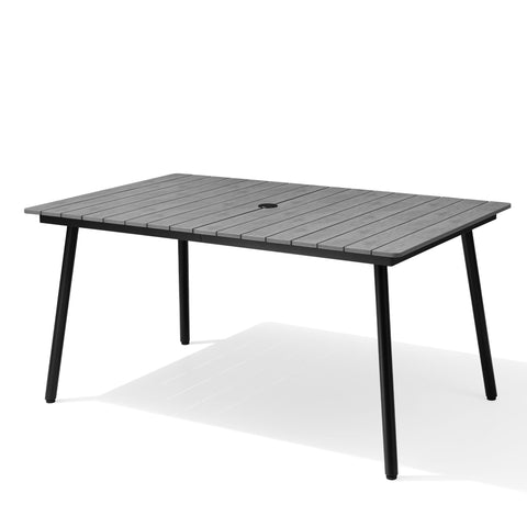 Pellebant Outdoor Patio Dining Table with Wood-Like Top and Aluminum Frame