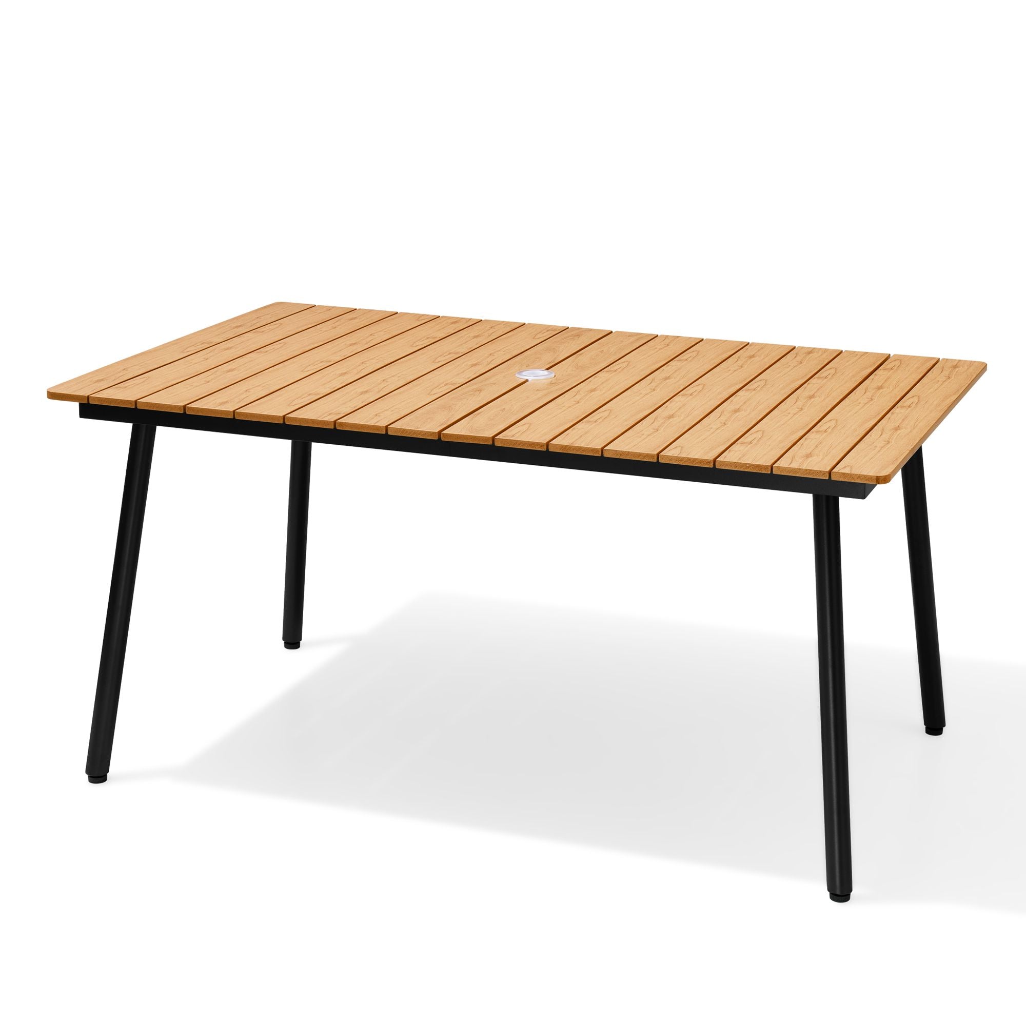 Pellebant Outdoor Patio Dining Table with Wood-Like Top and Aluminum Frame