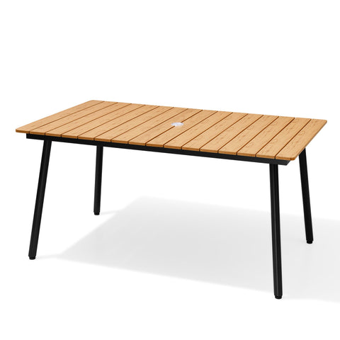 Pellebant Outdoor Patio Dining Table with Wood-Like Top and Aluminum Frame