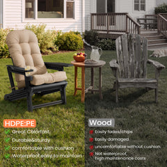 HDPE Adirondack Chair with Cup Holder & 50 x 20 in. Outdoor Cushion