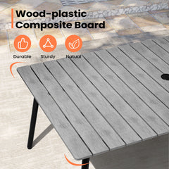 Rectangular Aluminum Outdoor Patio Dining Table with Umbrella Hole