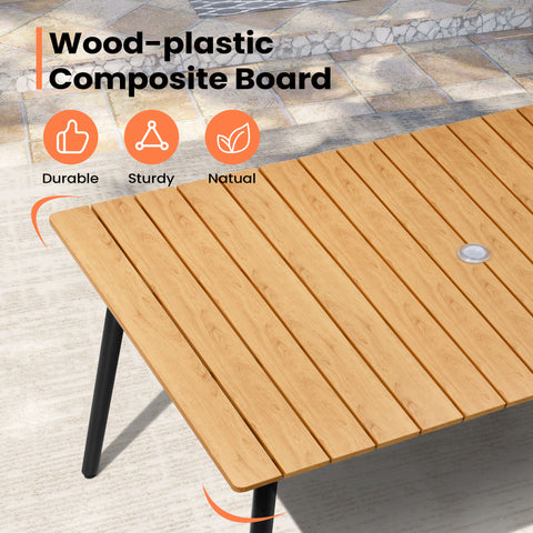 Pellebant Outdoor Patio Dining Table with Wood-Like Top and Aluminum Frame