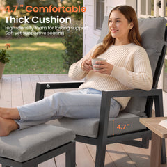 Adjustable Outdoor Reclining Chair with Ottoman & Cushions