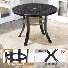 24 in. Round Cast Aluminum Outdoor Side Table with Umbrella Hole