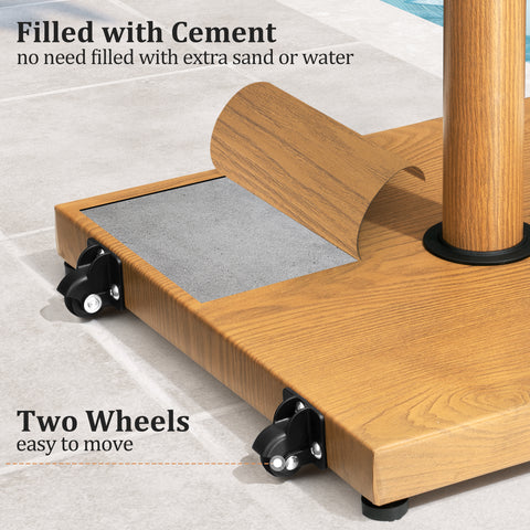 Pellebant 45lbs Steel Market Umbrella Base Cement Filling with Wheels