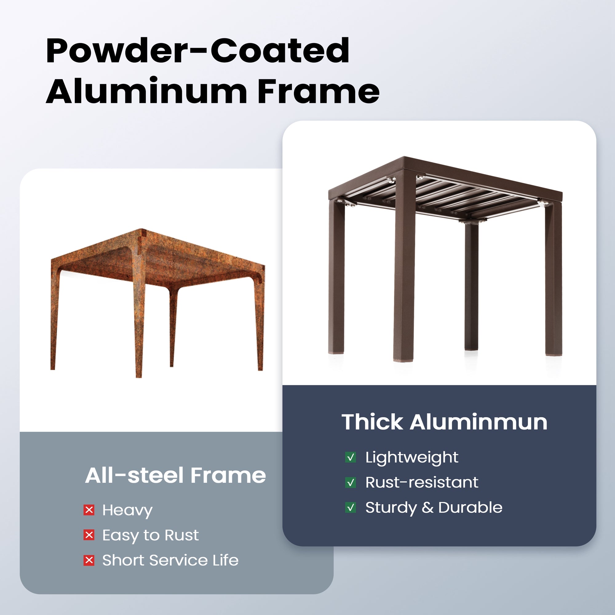 Pellebant Aluminum Rectangular Patio Side Table, Small Outdoor Bistro Coffee Table