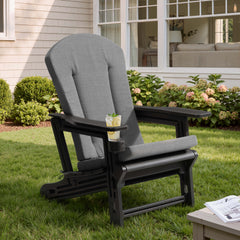 HDPE Adirondack Chair with Cup Holder & 50 x 20 in. High Back Outdoor Cushion