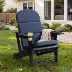 HDPE Adirondack Chair with Cup Holder & 50 x 20 in. Outdoor Cushion with 4-Section