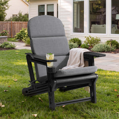 HDPE Adirondack Chair with Cup Holder & 50 x 20 in. Outdoor Cushion with 4-Section