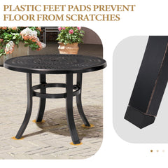 24 in. Round Cast Aluminum Outdoor Side Table with Umbrella Hole
