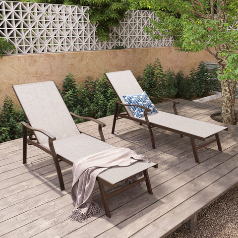 Pellebant Aluminum Adjustable Chaise Lounge Chair with Armrests
