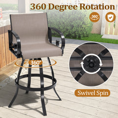 Aluminum Outdoor Swivel Bar Stools with Sunbrella Cushions, Set of 2
