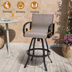Aluminum Outdoor Swivel Bar Stools with Sunbrella Cushions, Set of 2