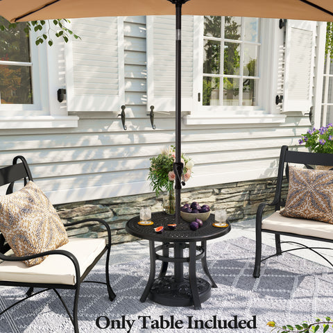 Pellebant 24 in. Cast Aluminum Round Outdoor Side Table with Umbrella Hole