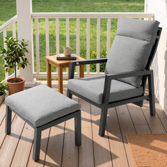 Adjustable Outdoor Reclining Chair with Ottoman & Cushions